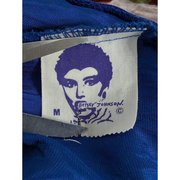 Vtg Betsy Johnson 80s Punk Label Blue Crushed Velvet Backless Midi Dress M Fairy - Picture 8 of 11